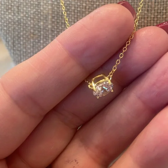 Gold over 925 silver Necklace with CZ Pendant - Picture 4 of 5